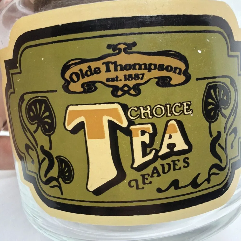 Vintage Olde Thompson Glass Tea Jar Canister With Lid